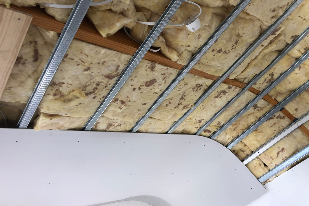 A raked-ceiling installation by Seamless Interior Linings